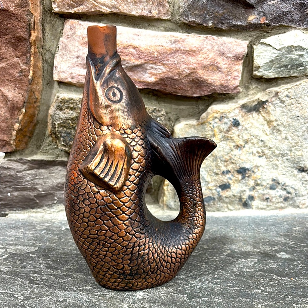 Pottery Fish-Shaped vintage wine bottle